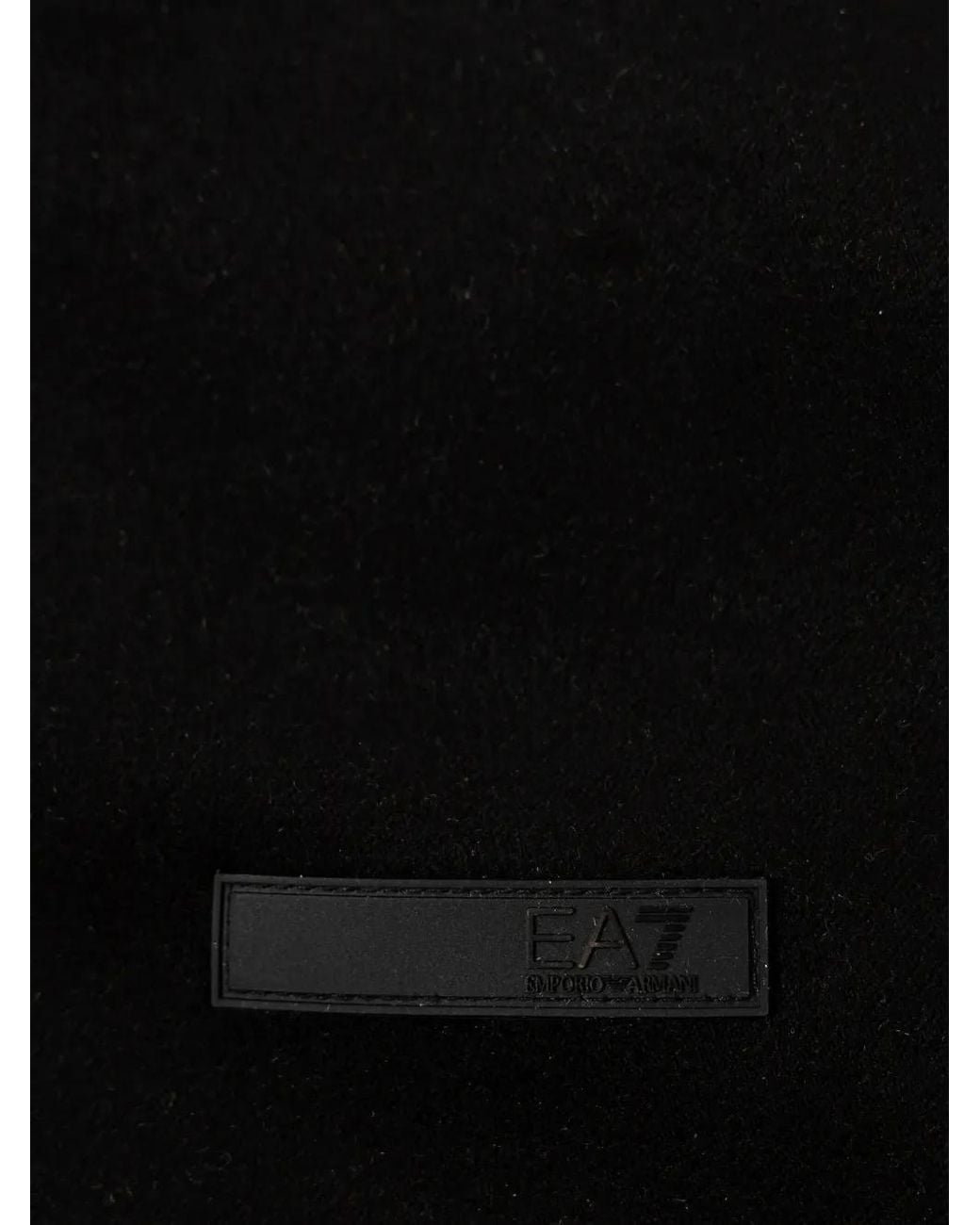 EA7 Black Logo-Script Frayed-Edge Scarf
