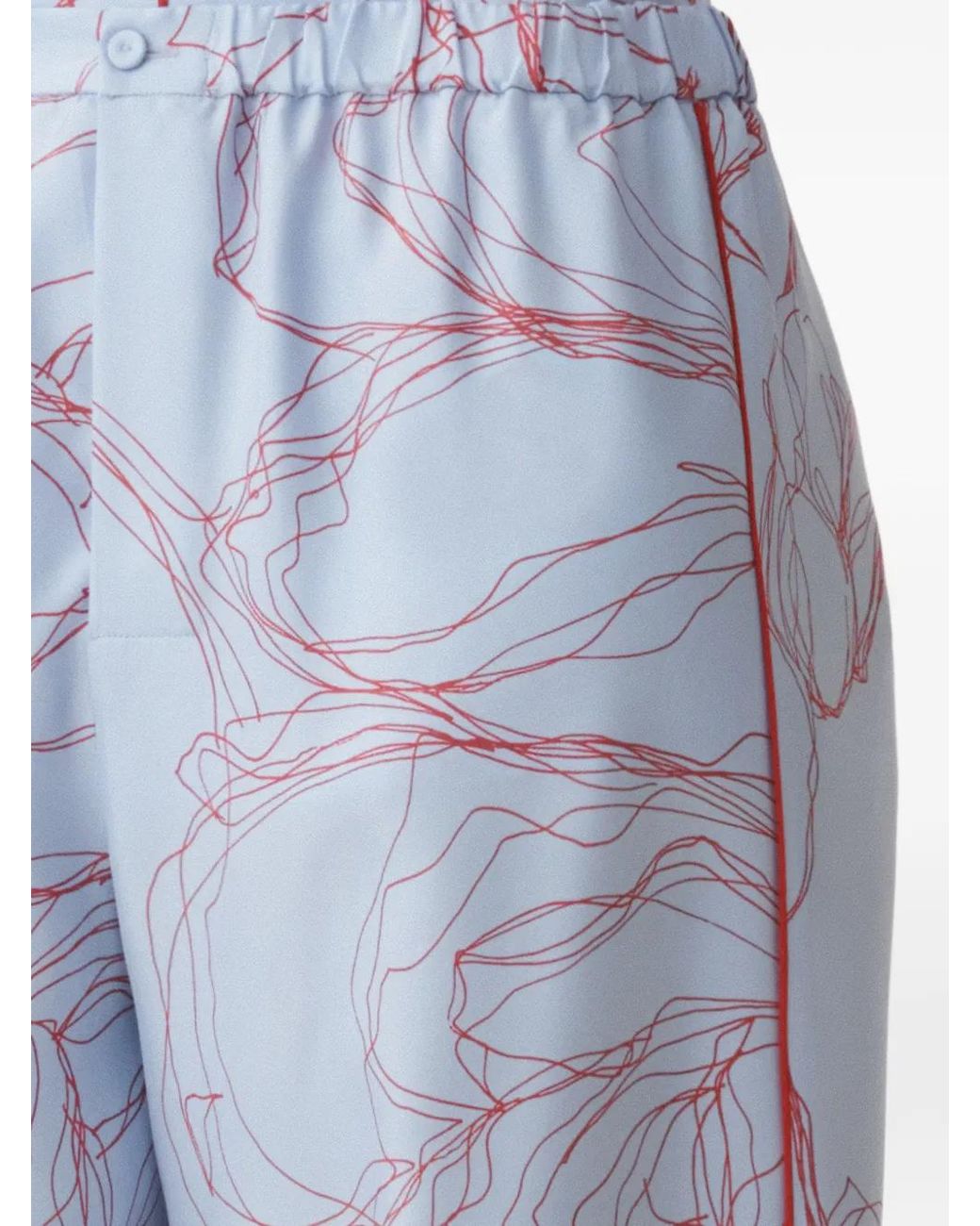 Fabiana Filippi Blue Floral-Print Silk-Satin Trousers