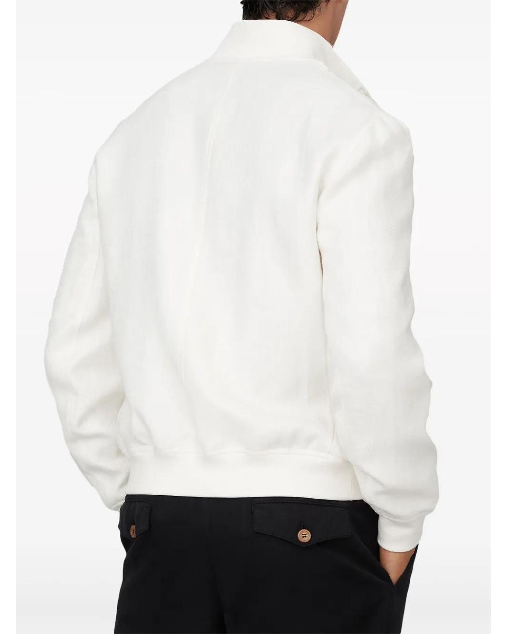 Brunello Cucinelli White Cotton Buttoned Jacket for men