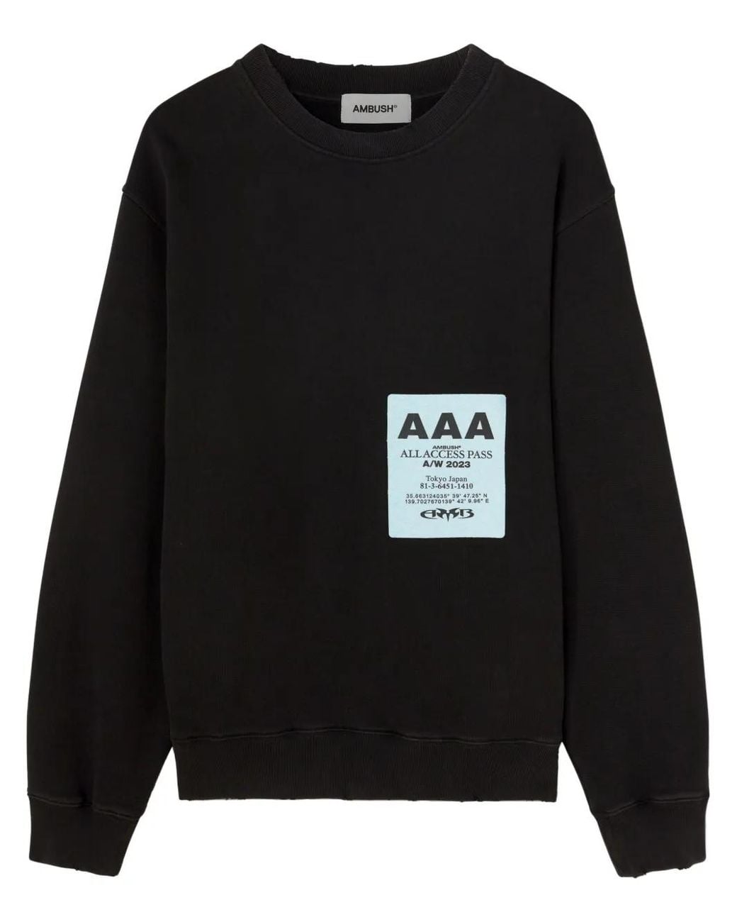 Ambush Black Pass-Patch Cotton Sweatshirt for men