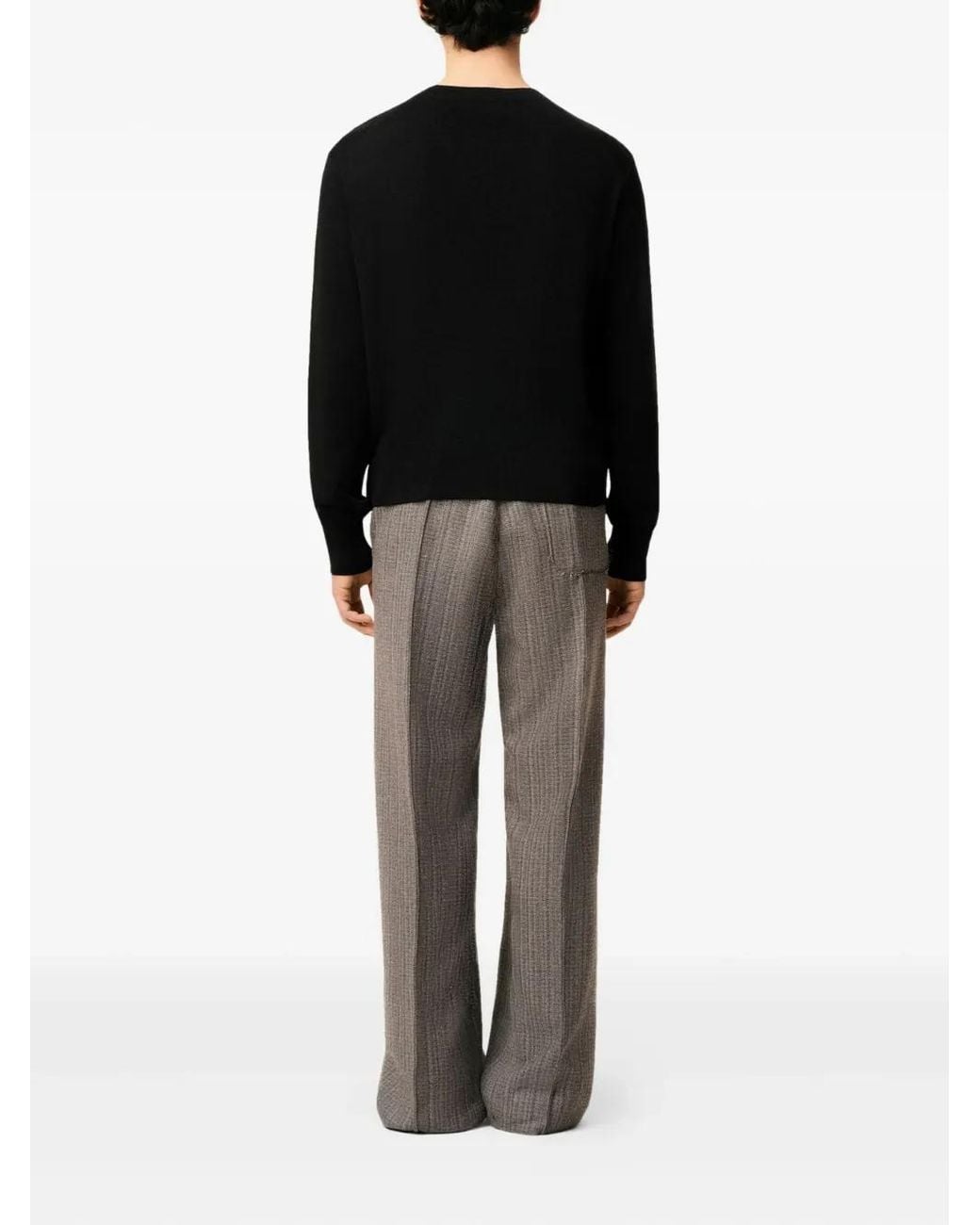 AMI Black Wool Crewneck Sweater With Contrasted Ami De Coeur for men