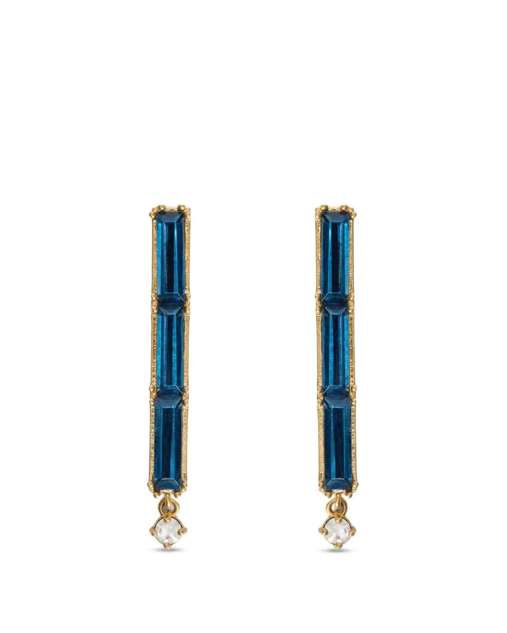 Jil Sander Blue Crystal-Embellished Drop Earrings