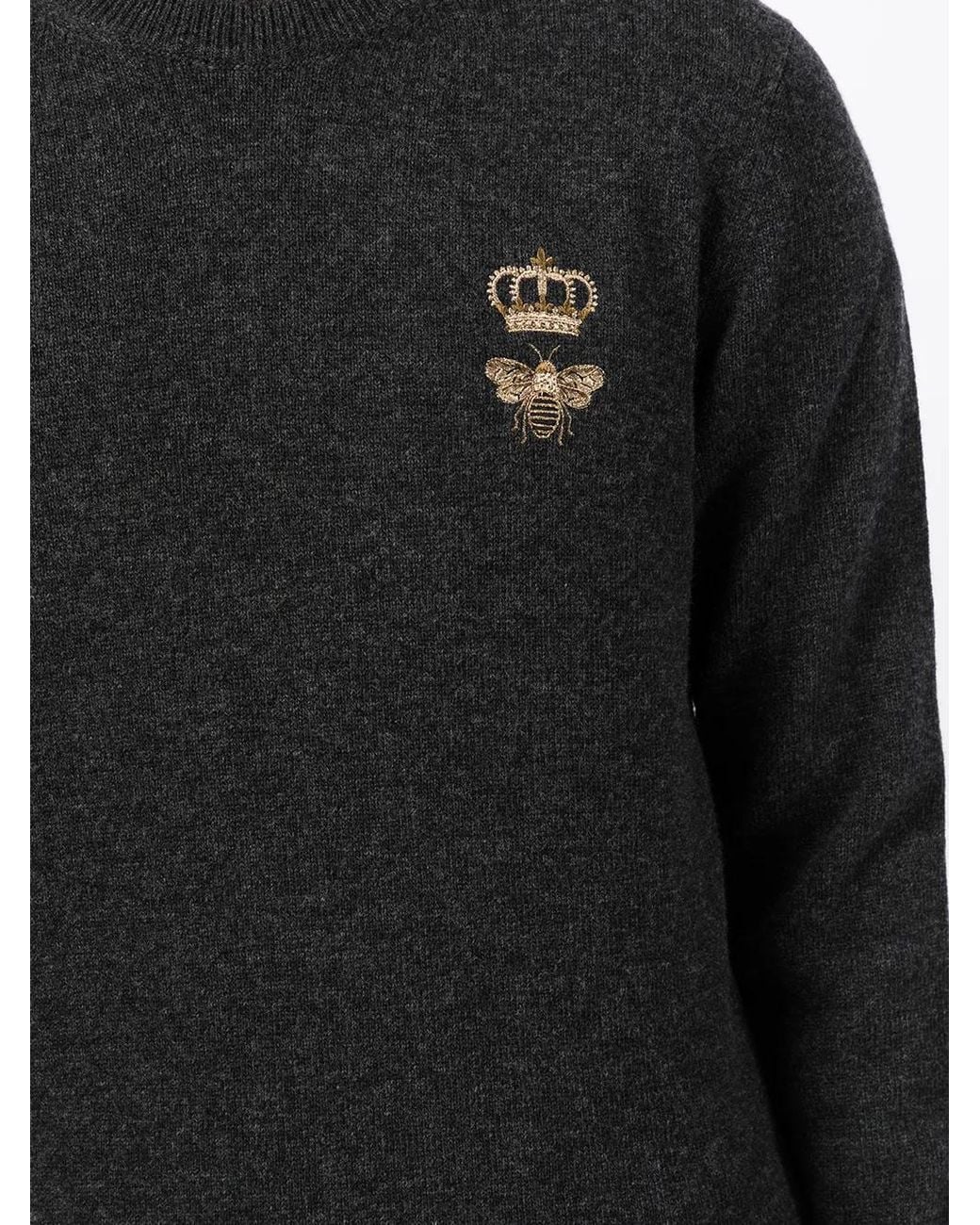 Dolce & Gabbana Black Fine-Knit Embroidered Jumper for men