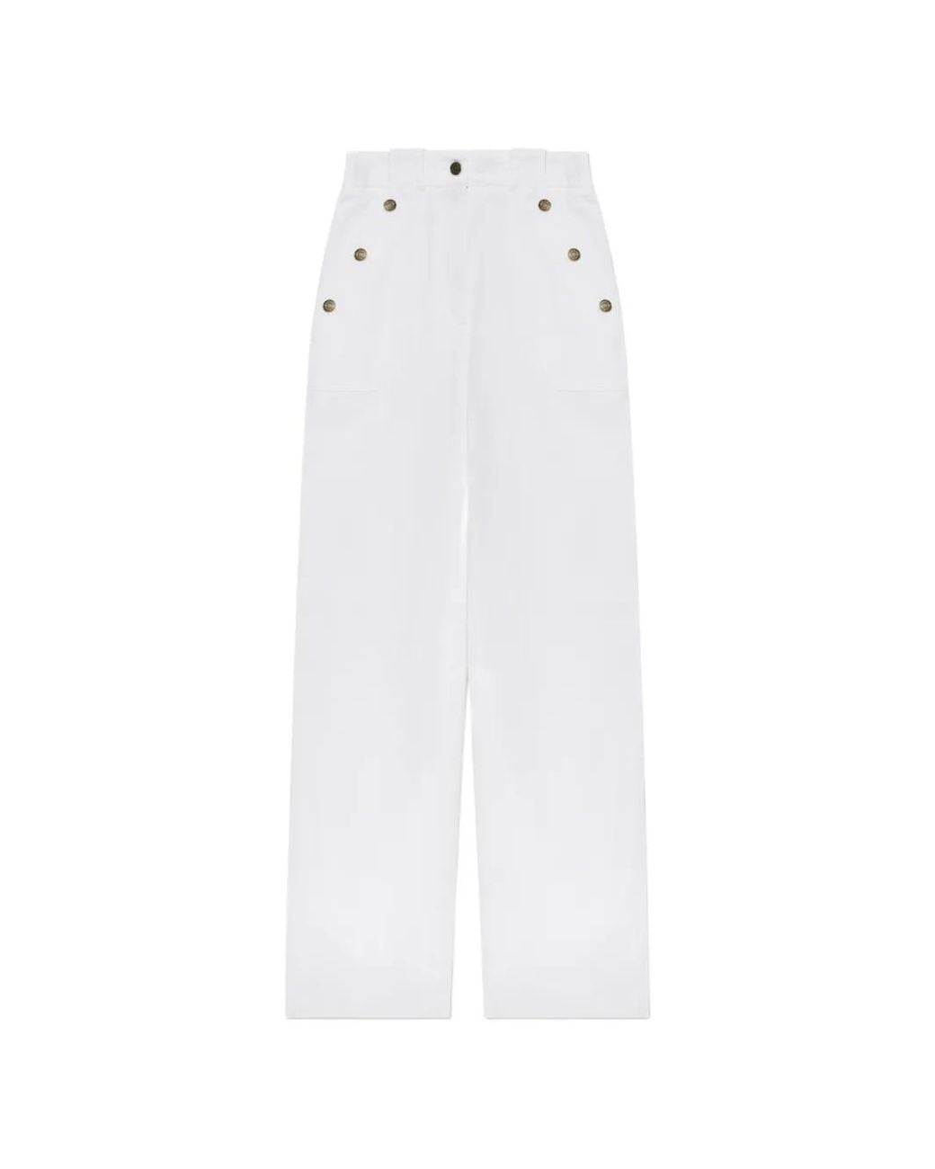 Max Mara White Badesse Button-Detail Jeans
