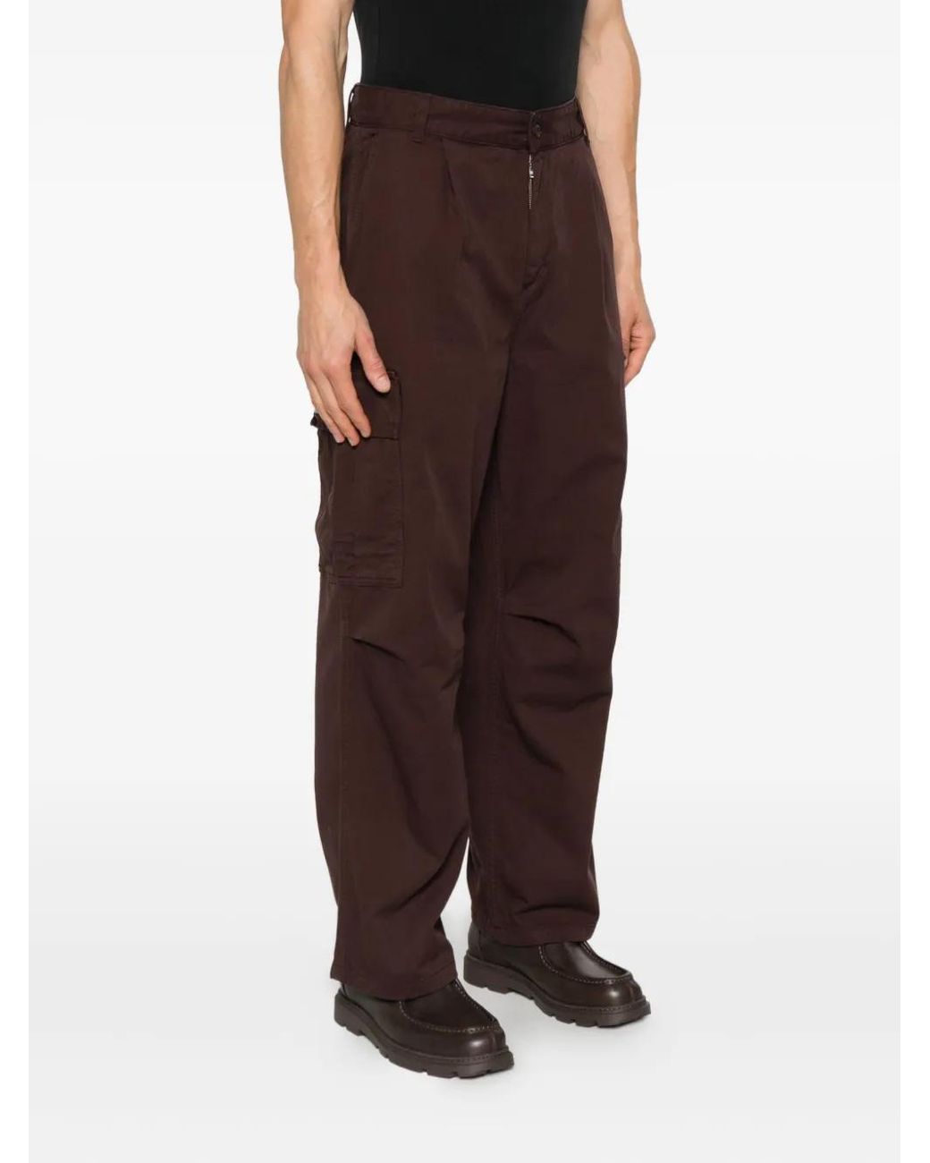Carhartt Brown Logo-Patch Trousers for men