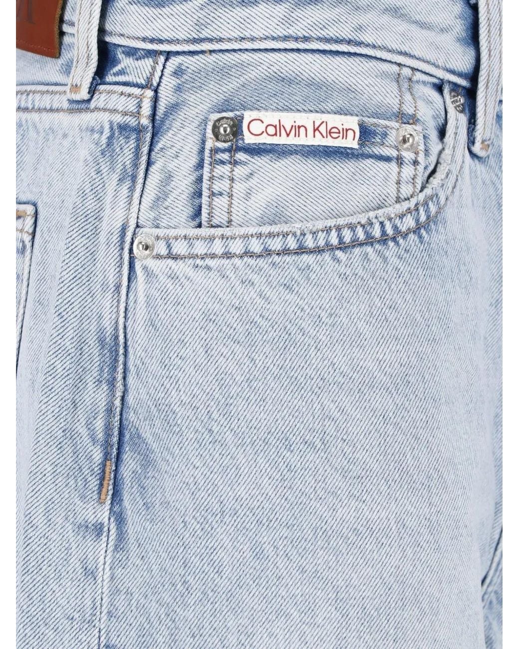 Calvin Klein Blue Acid-Wash Denim Shorts