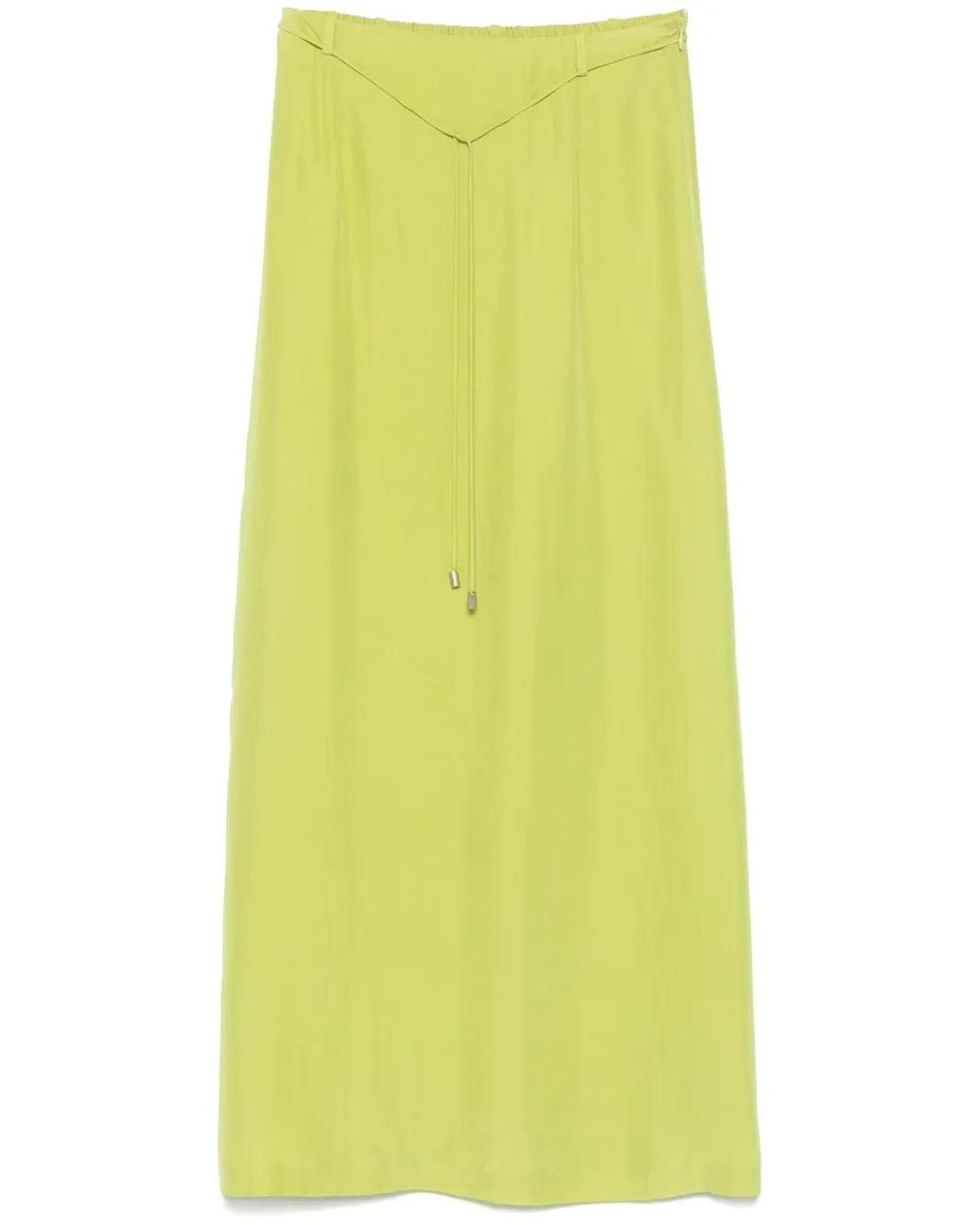 Alysi Yellow Silk Maxi Skirt