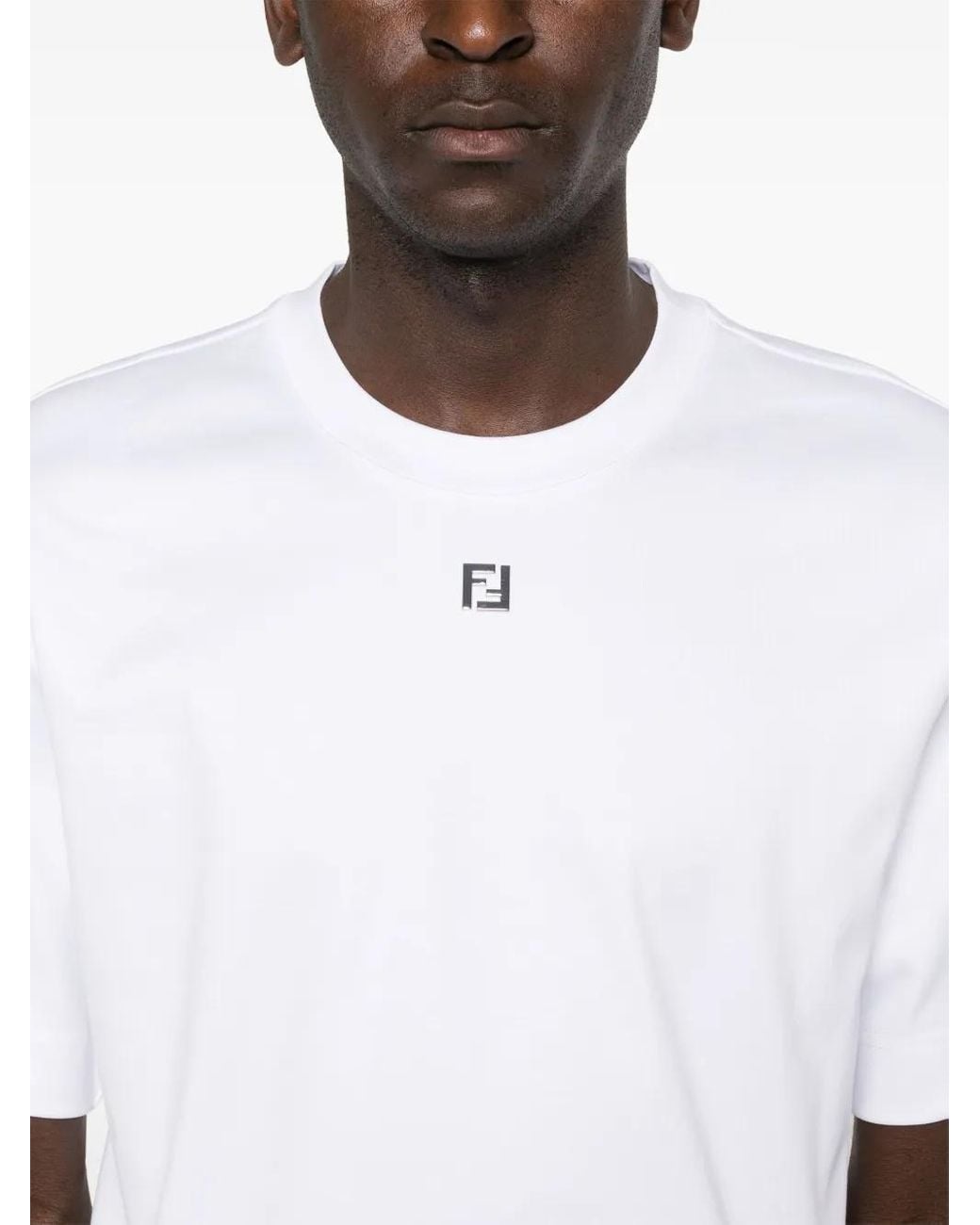 Camiseta Con Placa Ff Fendi de hombre de color White