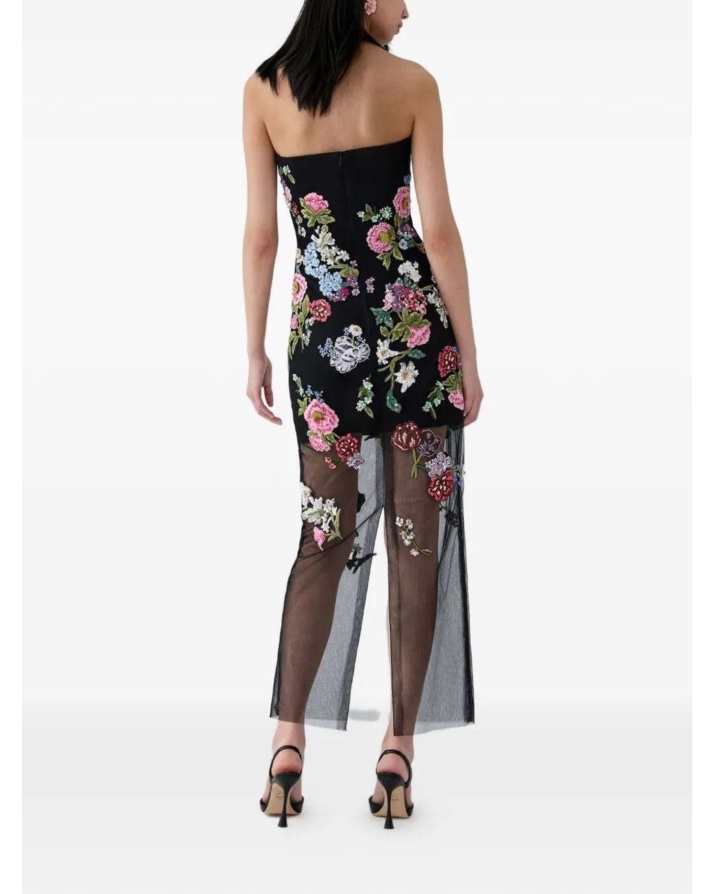 Carolina Herrera White Column Gown With Floral Embroidery