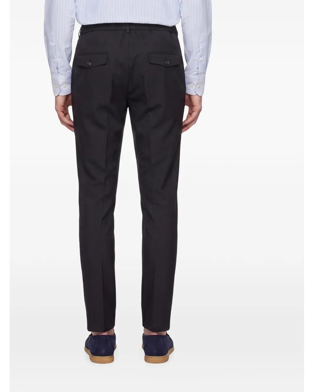Eleventy Blue Drawstring Pleated Trousers for men
