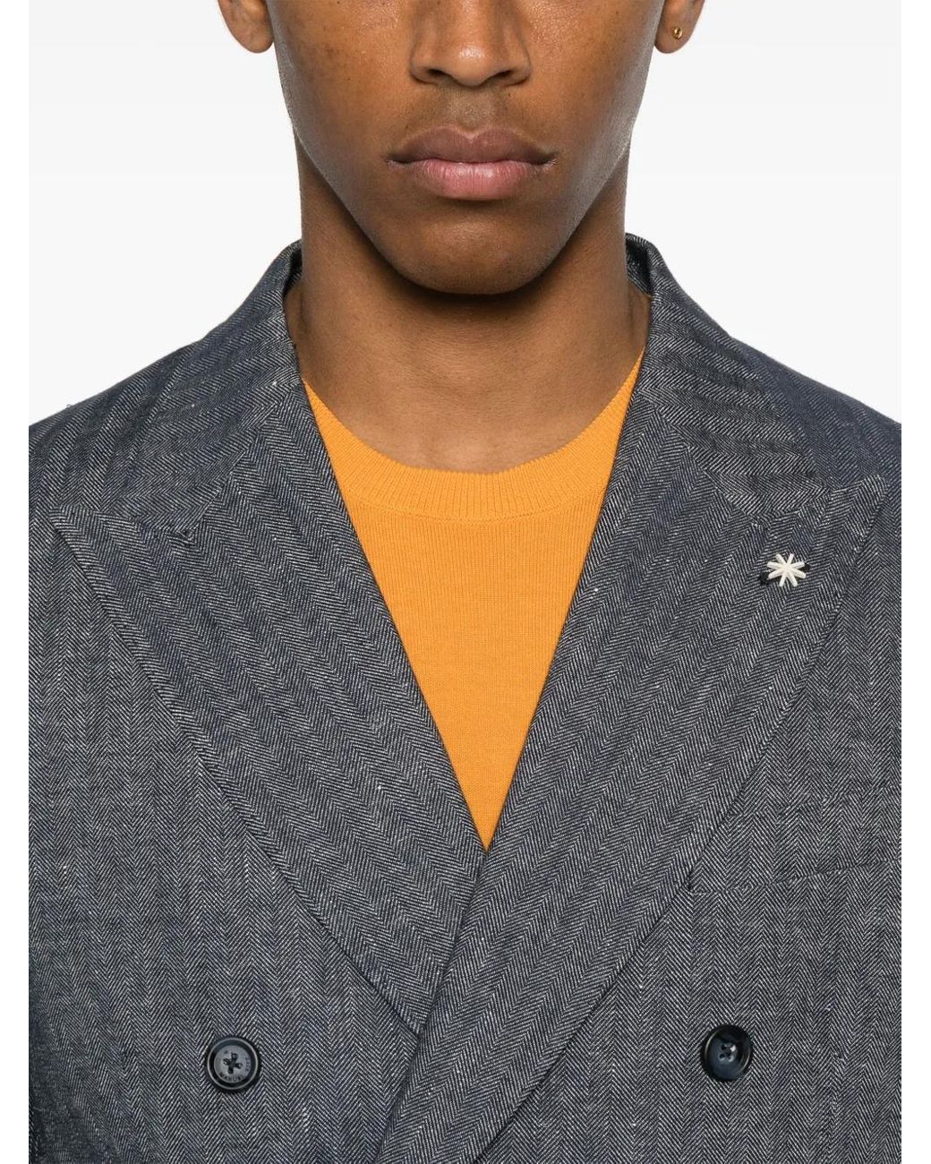 Manuel Ritz Gray Double-Breasted Blazer for men