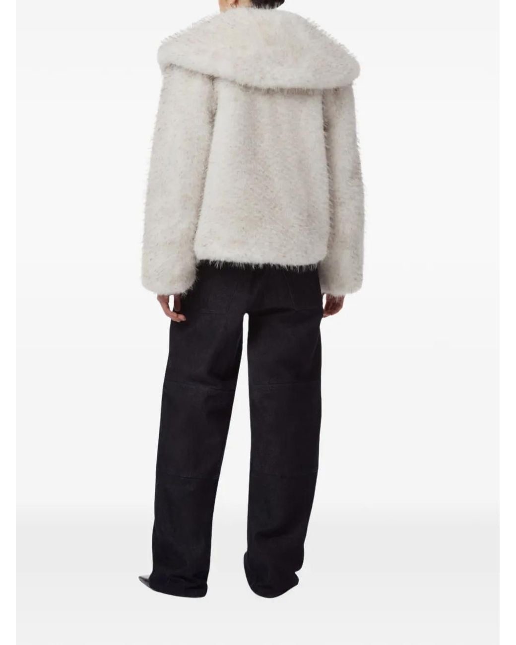 Apparis White Yara Faux-Fur Shawl-Lapels Coat