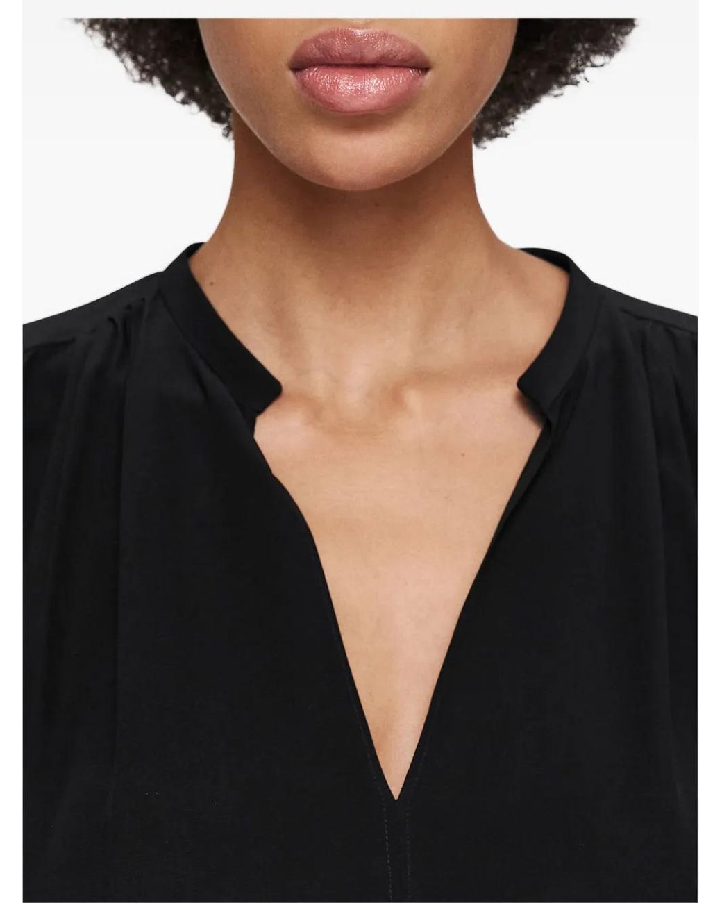 Joseph Blue V-Neck Balloon-Sleeve Blouse