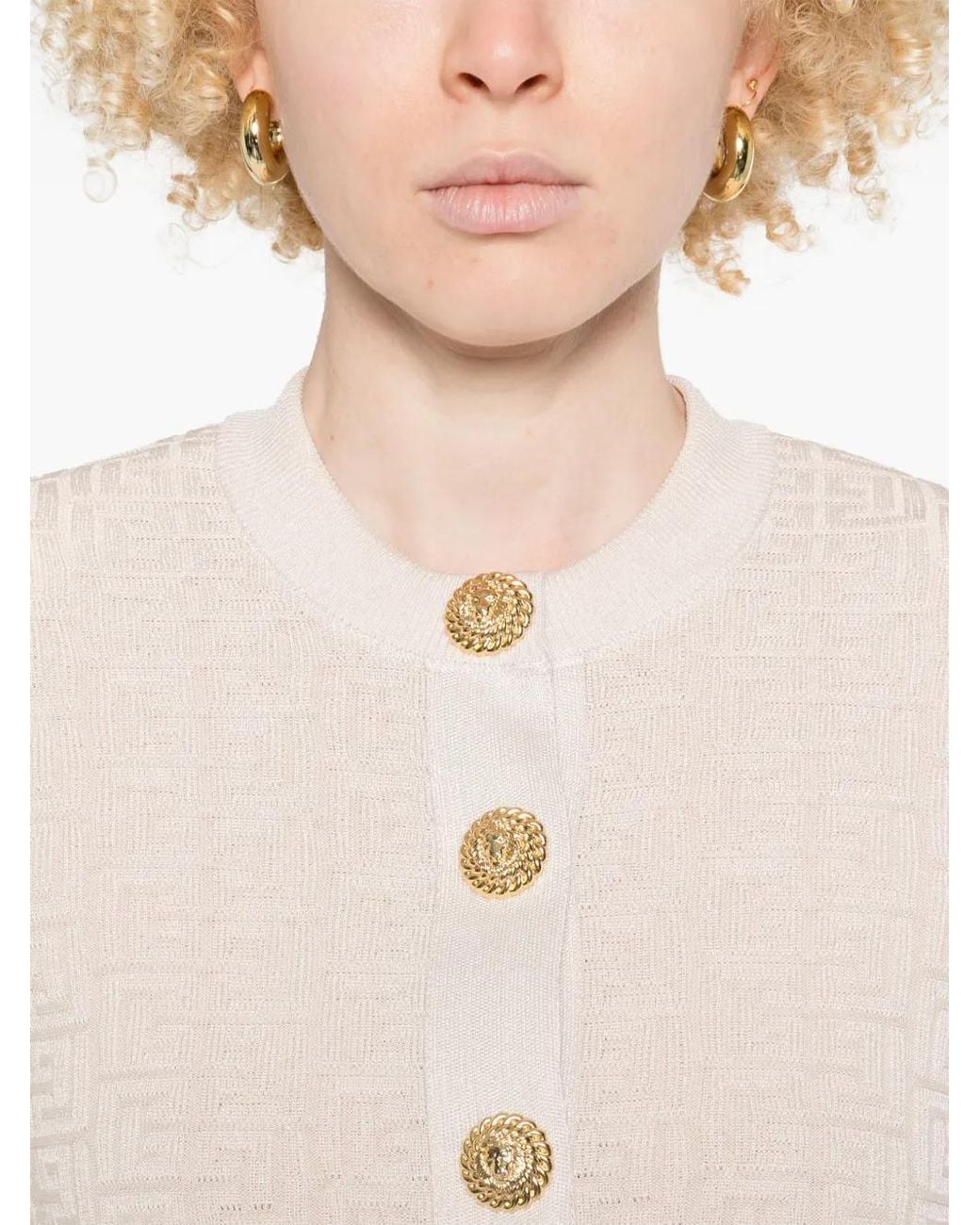 Balmain Natural Pb Labyrinth Knit Cardigan Clothing