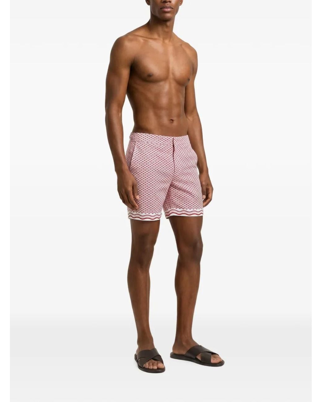 Orlebar Brown Pink Bulldog Geometric-Print Swim Shorts for men