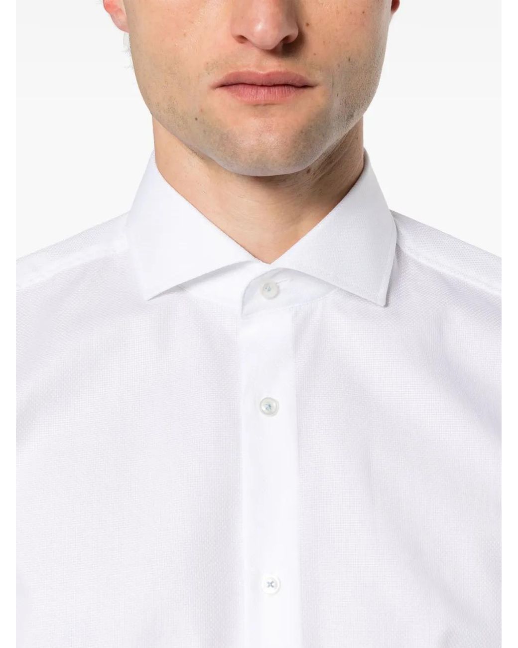 Boss White Long-Sleeves Cotton Shirt for men