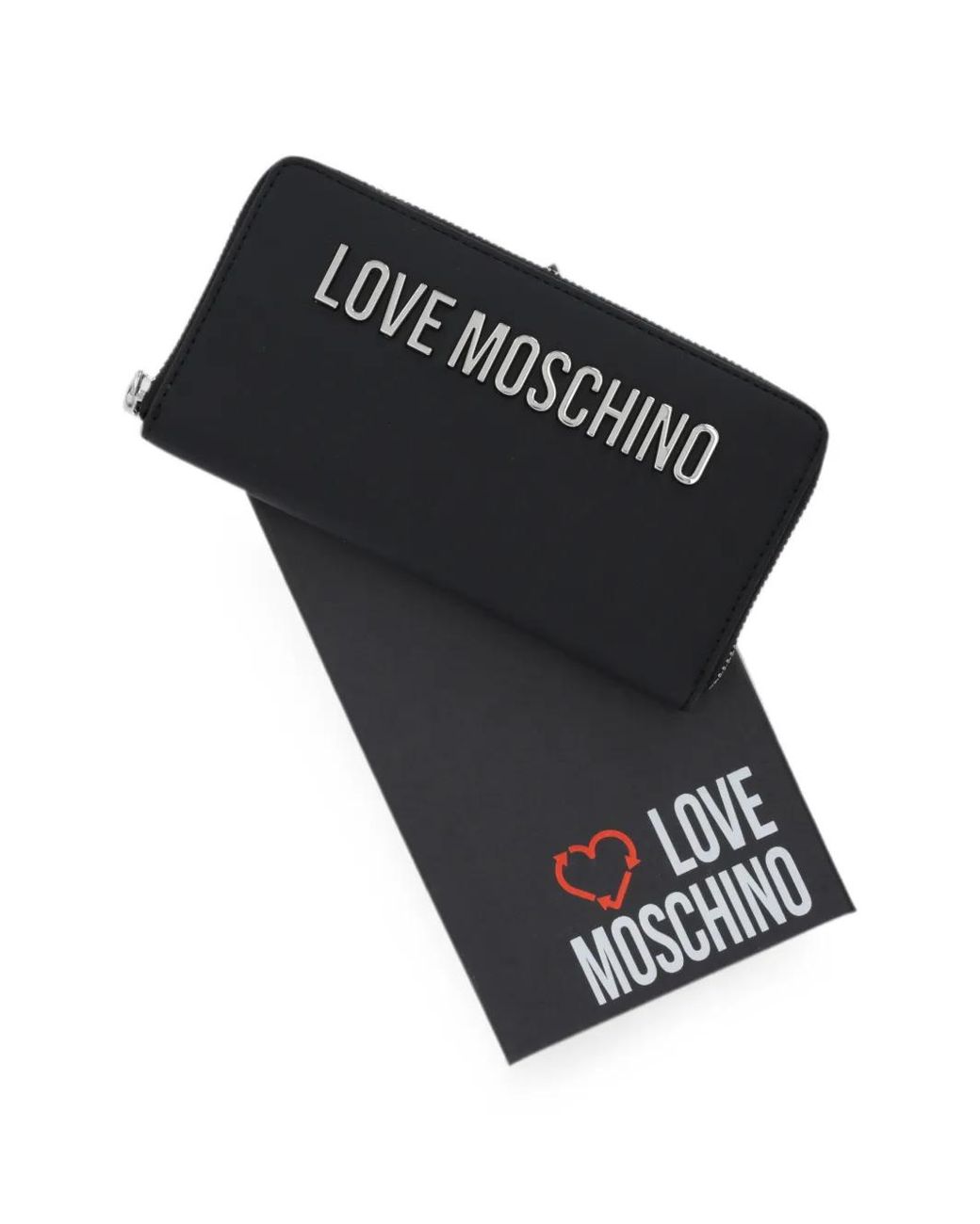 Love Moschino Black Logo-Plaque Zip Wallet