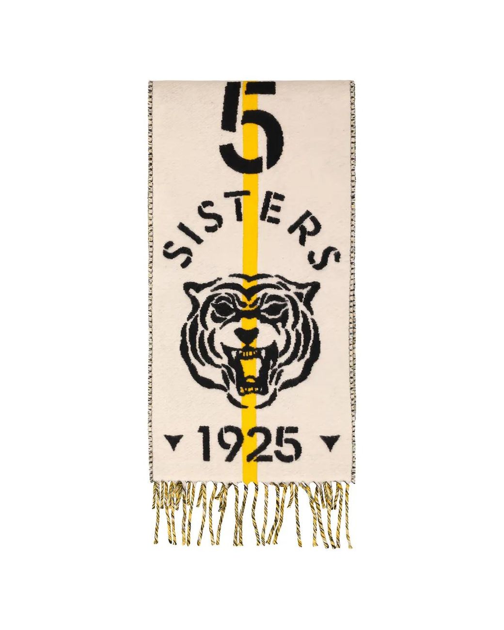 Fendi Metallic Tiger-Motif Fringed Scarf