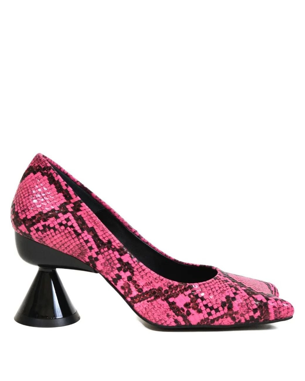 PAULA CANOVAS DEL VAS Pink 50Mm Diablo Snakeskin-Embossed Sculpted-Heel Pumps