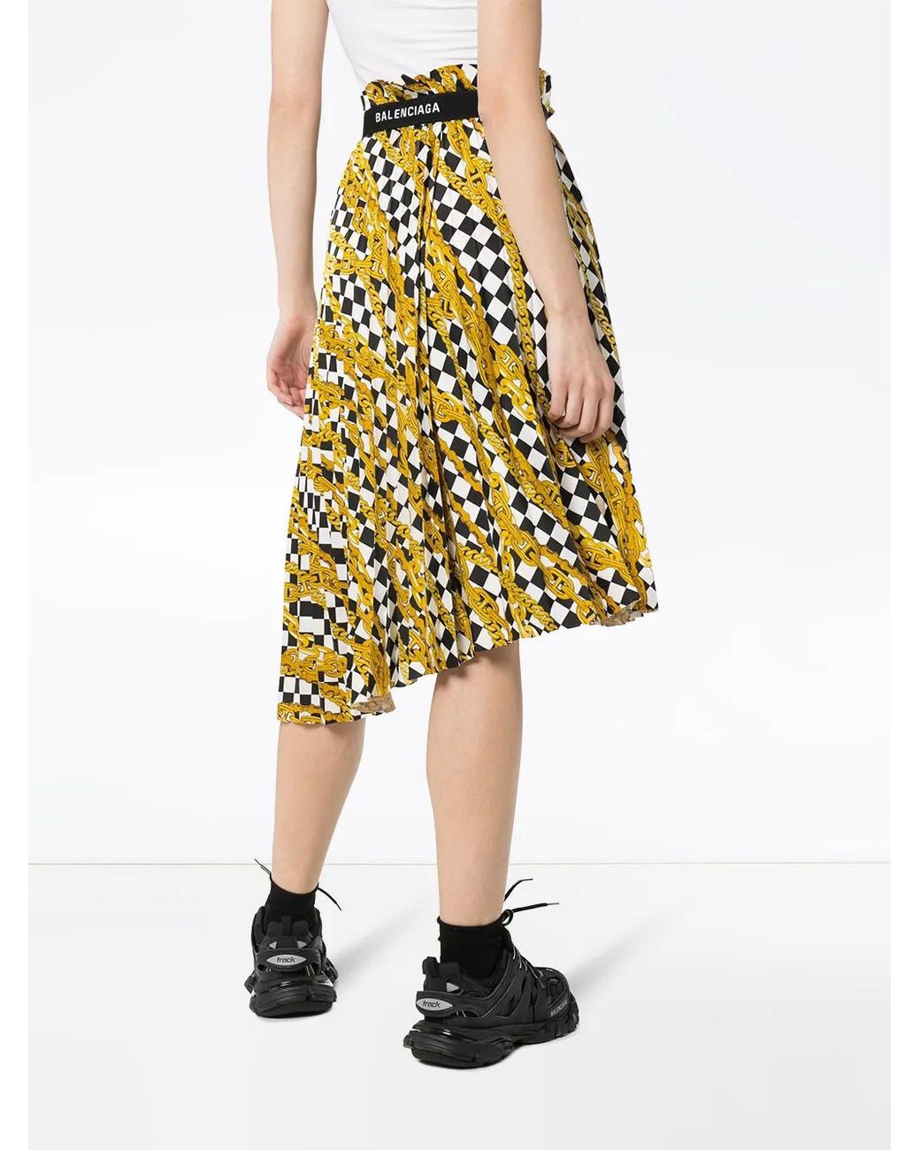 Balenciaga Yellow Pleated Asymmetrical Skirt
