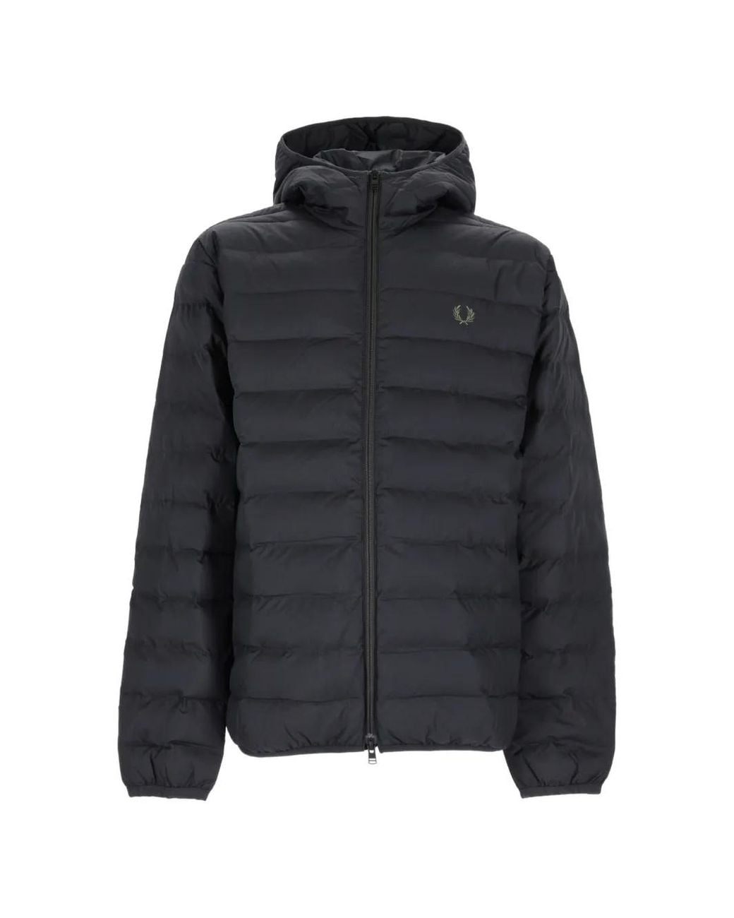 Fred Perry Black Quilted Hooded Puffer Jacket for men