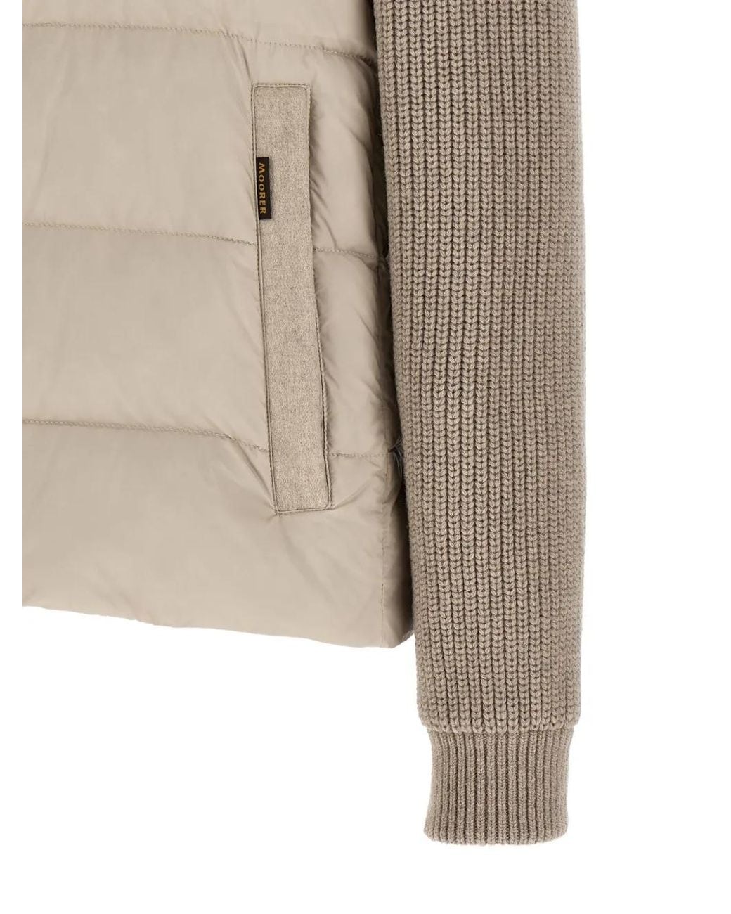 Moorer Natural Quilted Panelled Hooded Jacket for men