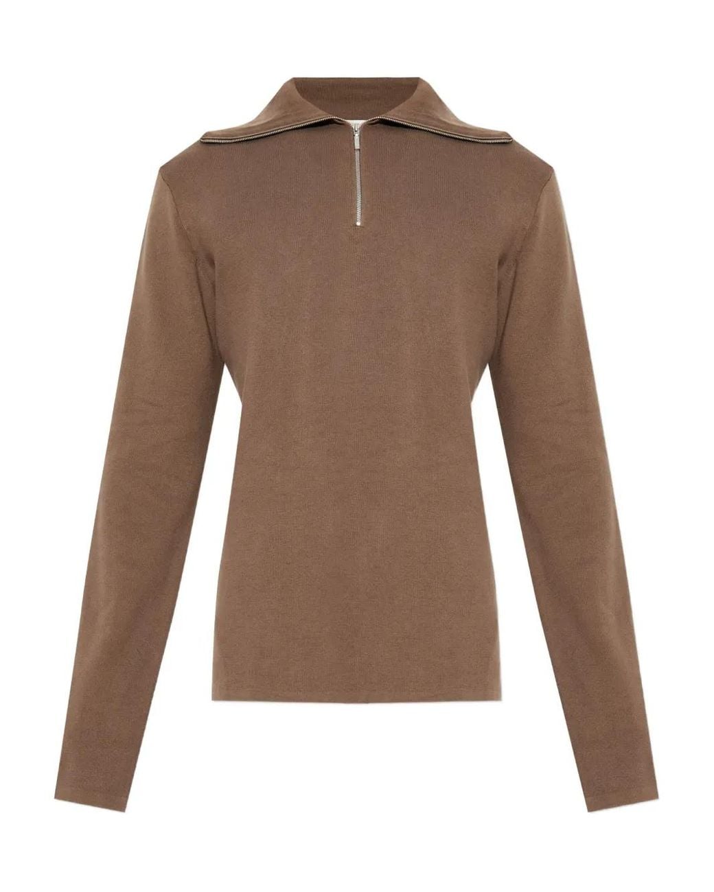 Entire studios Brown Zip-Up Collared Sweater for men