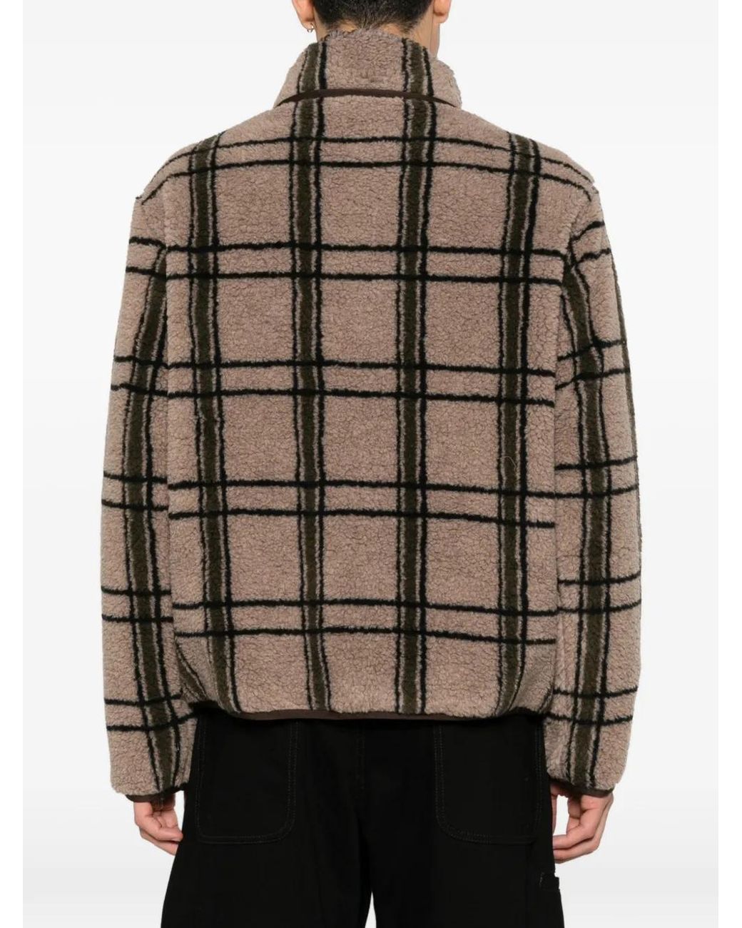 RANRA Brown Check-Pattern Fleece Jacket for men