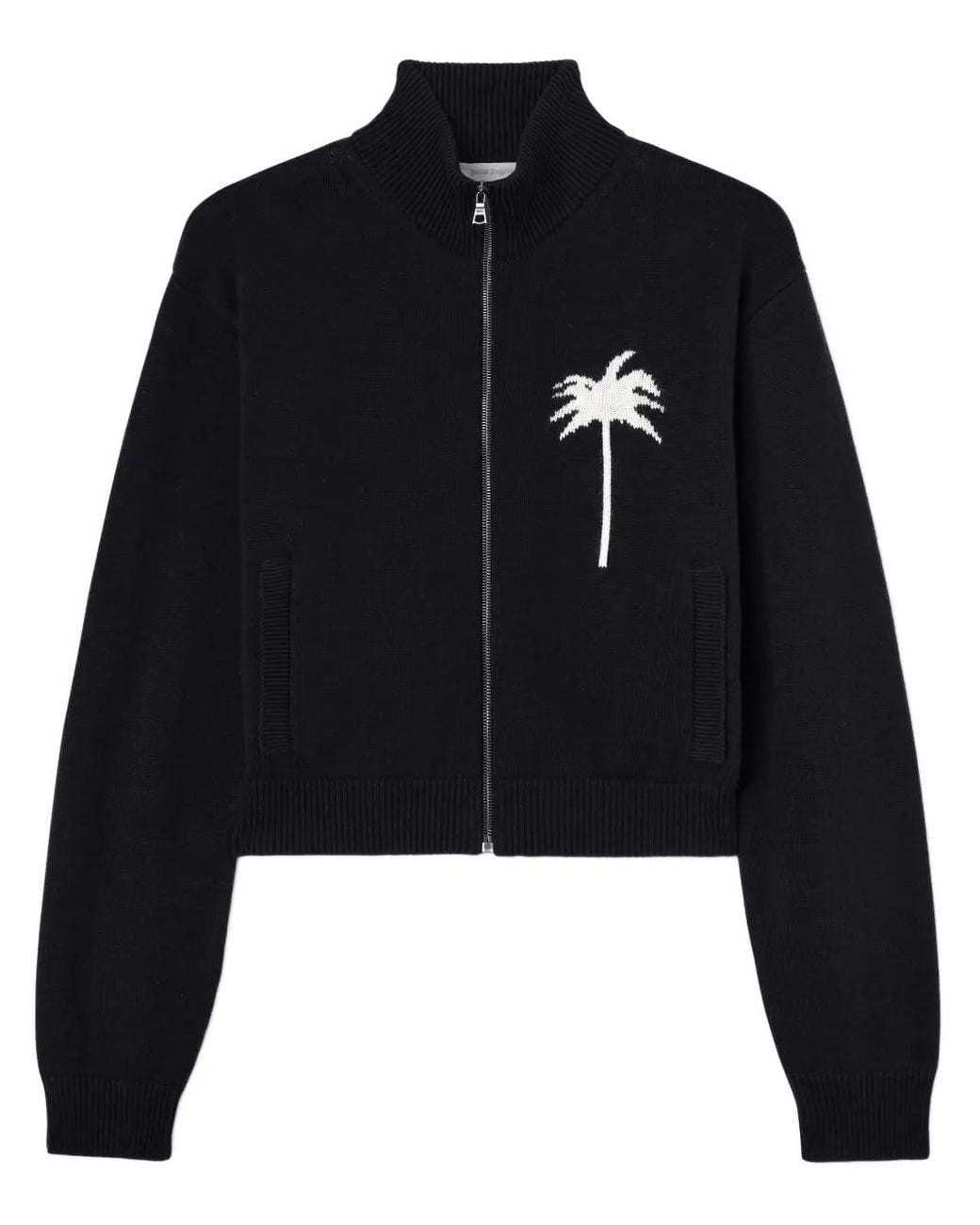Palm Angels Black Palm Tree Knitted Track Top