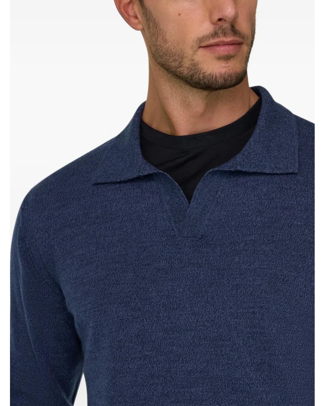 Boggi Blue Knitted Polo Shirt for men