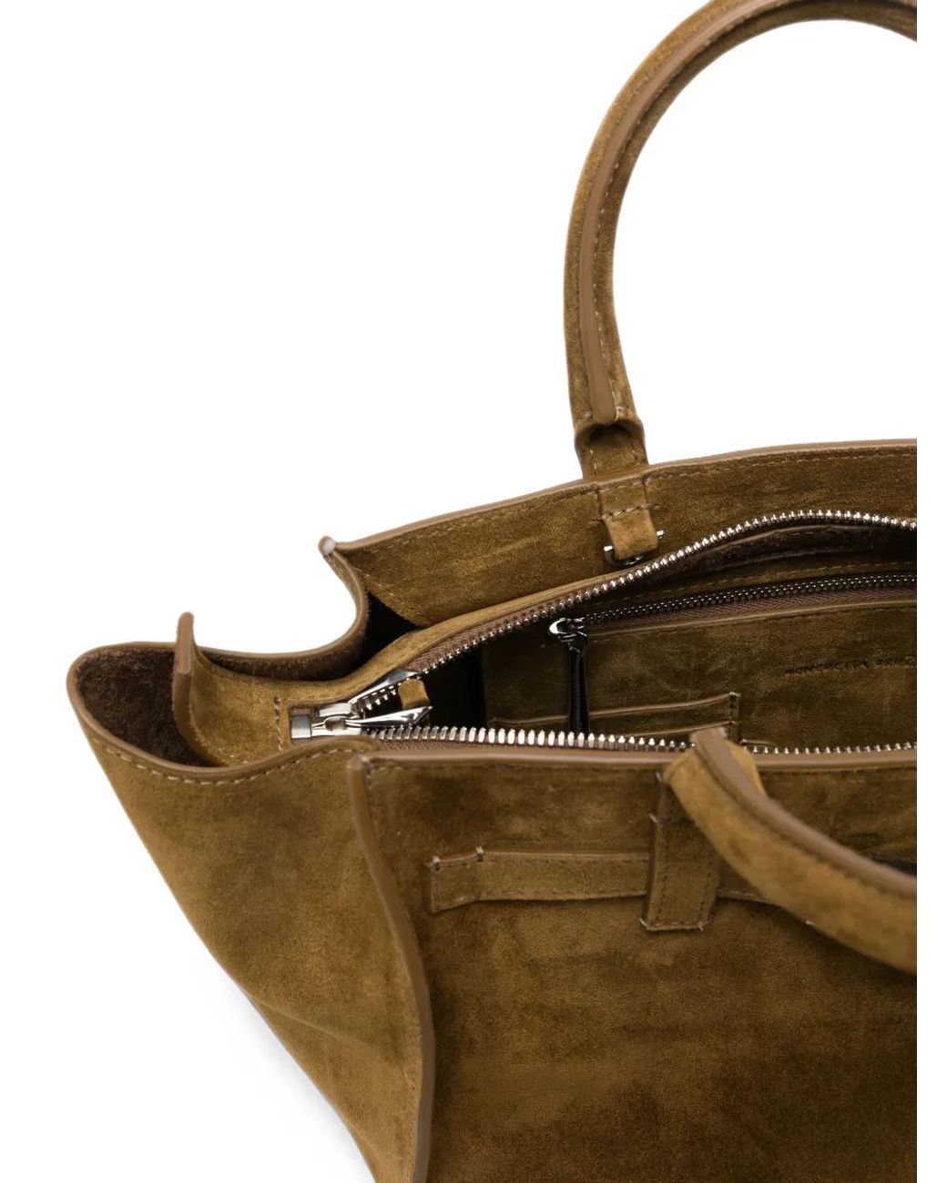 Benedetta Bruzziches Brown Suede Buckled-Detail Tote Bag