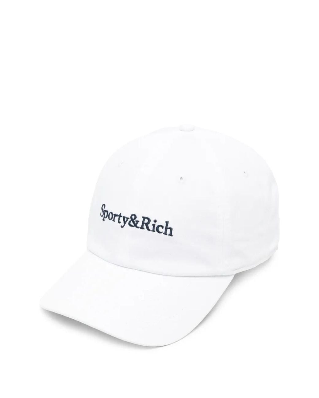 Sporty & Rich White Embroidered-Logo Baseball Cap