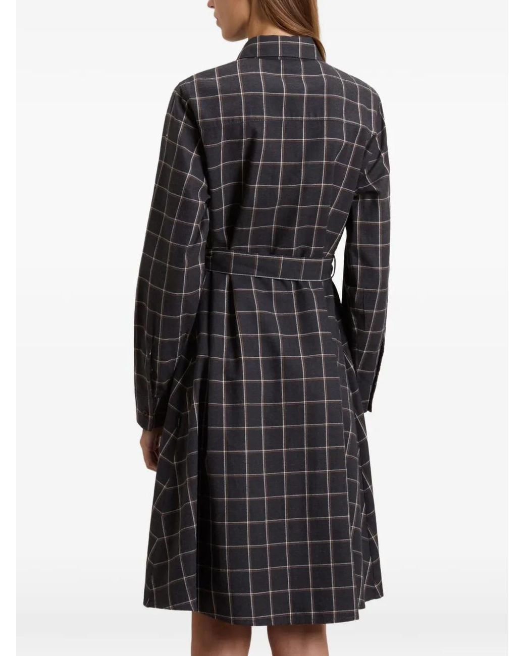 Woolrich Black Checked Flannel Midi Dress