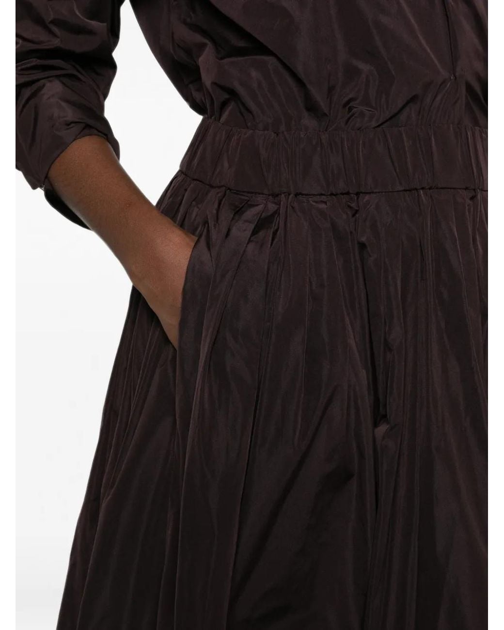 Susanne Bommer Purple Gathered Pleated Midi Skirt