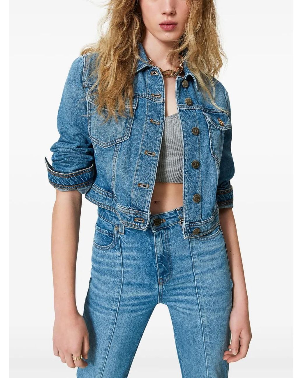 Twinset Blue Flap-Pocket Denim Jacket