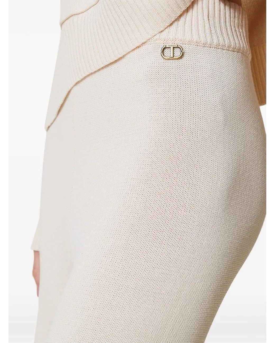 Twinset White Flared Knit Trousers