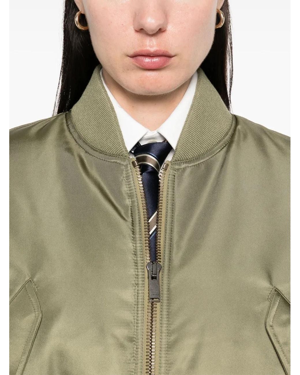 Saint Laurent Cropped Bomberjack in het Green