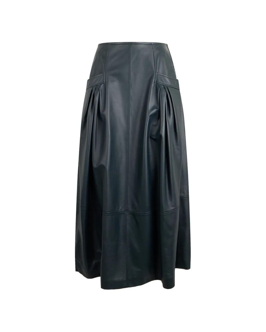Alberta Ferretti Blue Pleated Leather Skirt