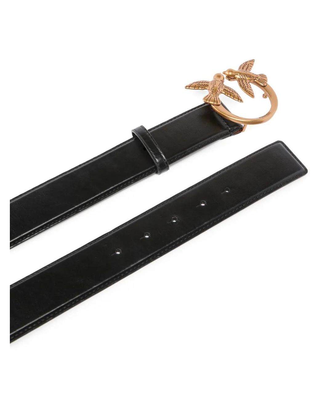 Pinko White Leather Belt With Love Birds Buckle 4Cm