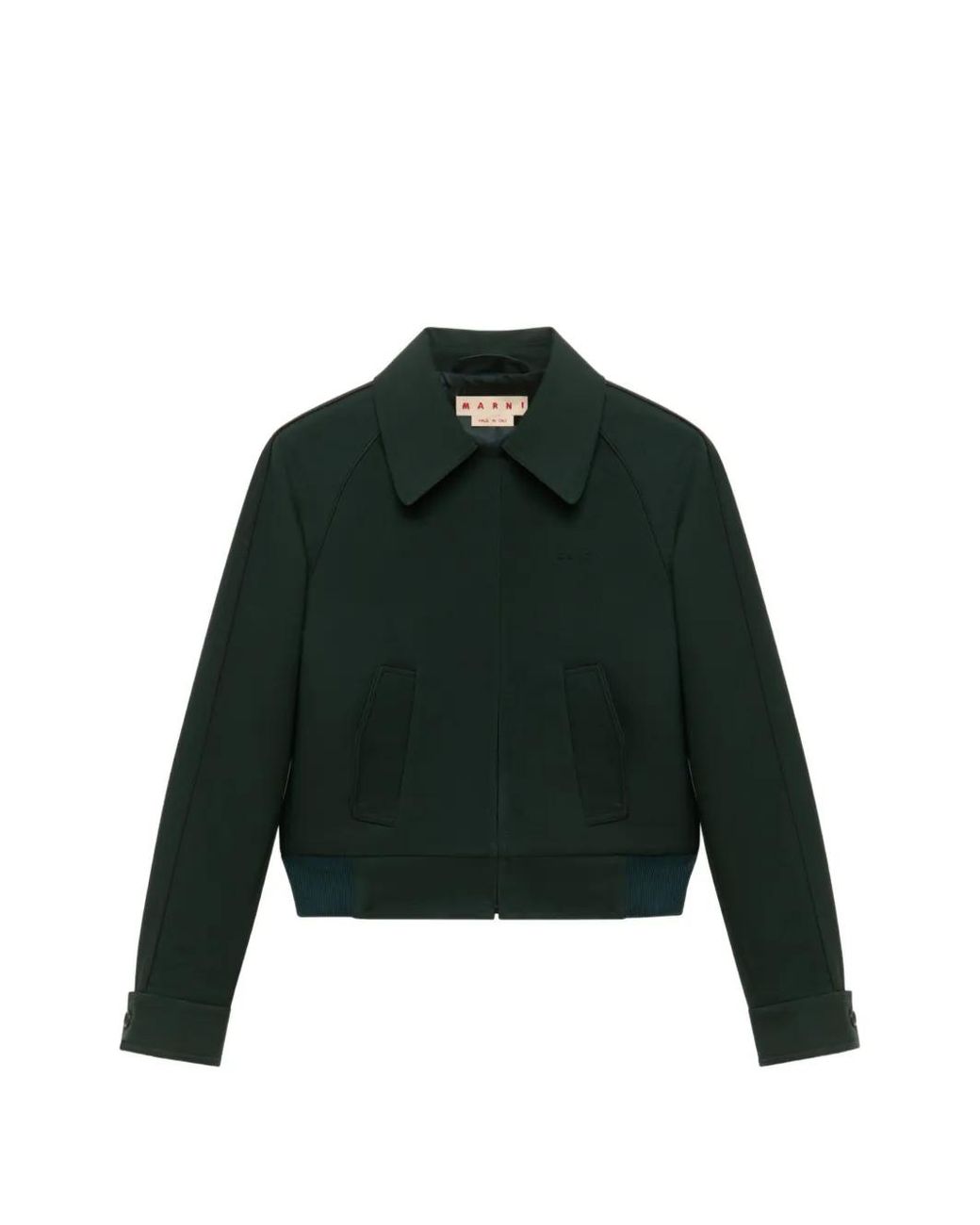 Marni Green Technical Twill Jacket With Piping
