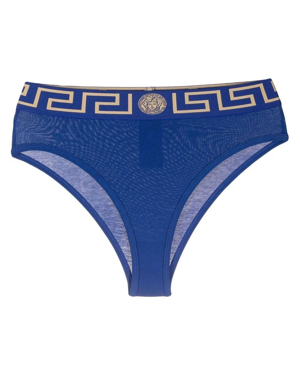 Versace Blue Greca Border High-Waisted Briefs