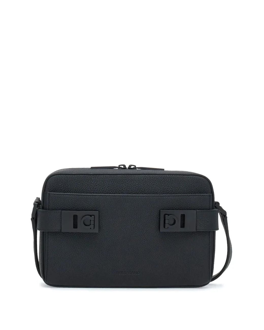 Ferragamo Black East-West Crossbody Bag With Hug Buckle for men