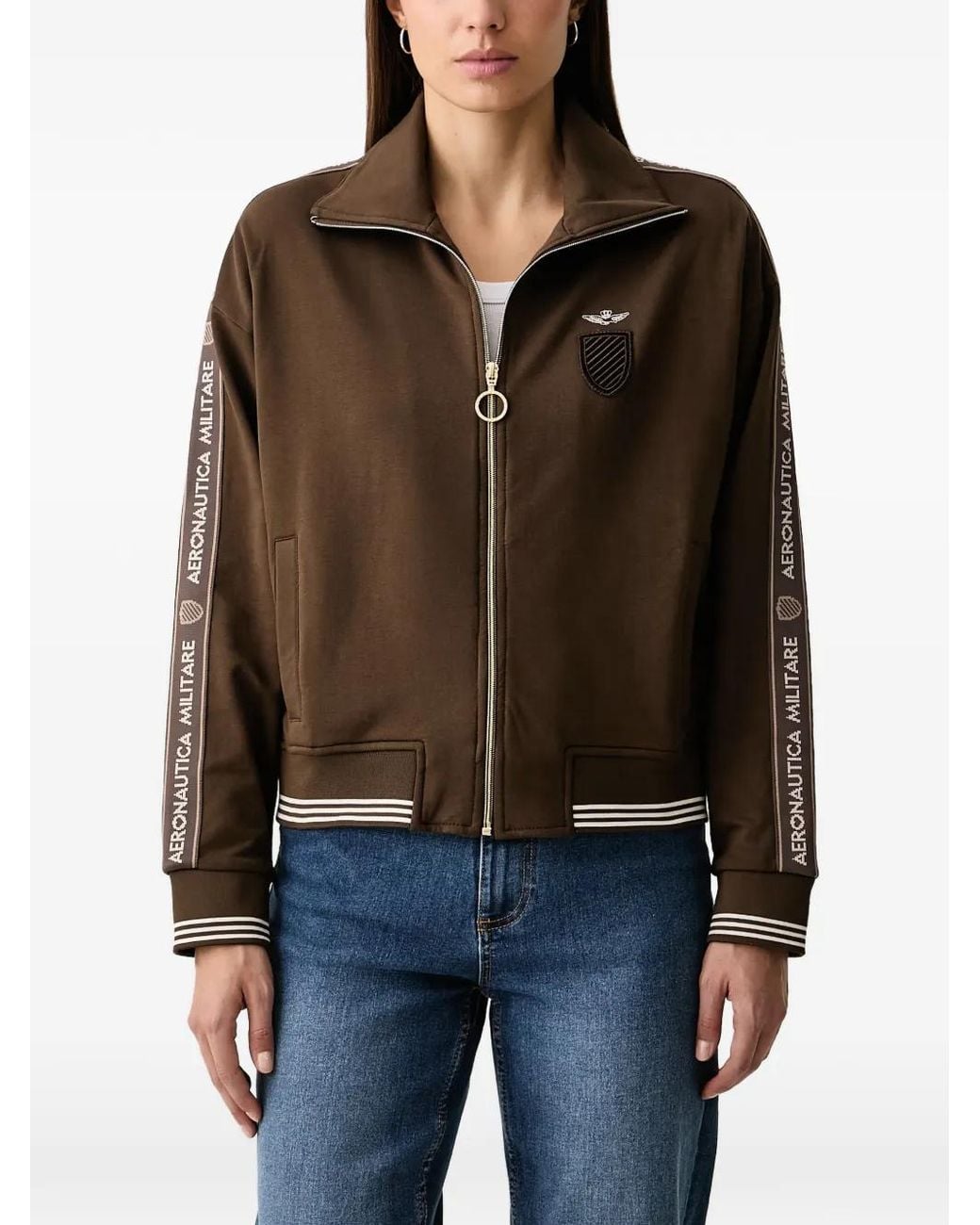 Aeronautica Militare Black Sweat Zippé À Bande Logo