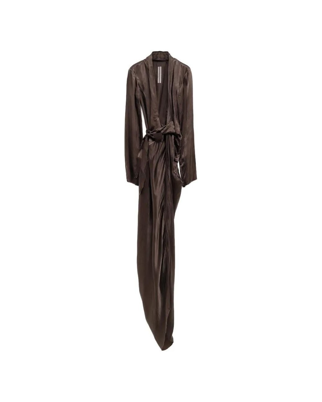 Rick Owens Brown Self-Tie Belt Asymmetric Dress