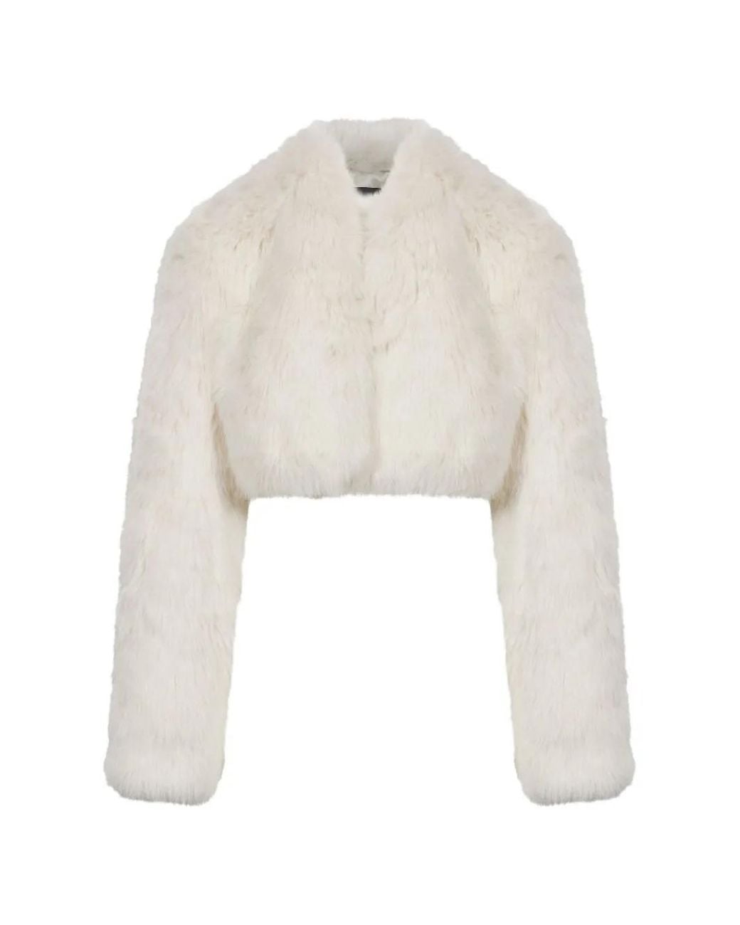 Saint Laurent White Faux-Fur Cropped Jacket