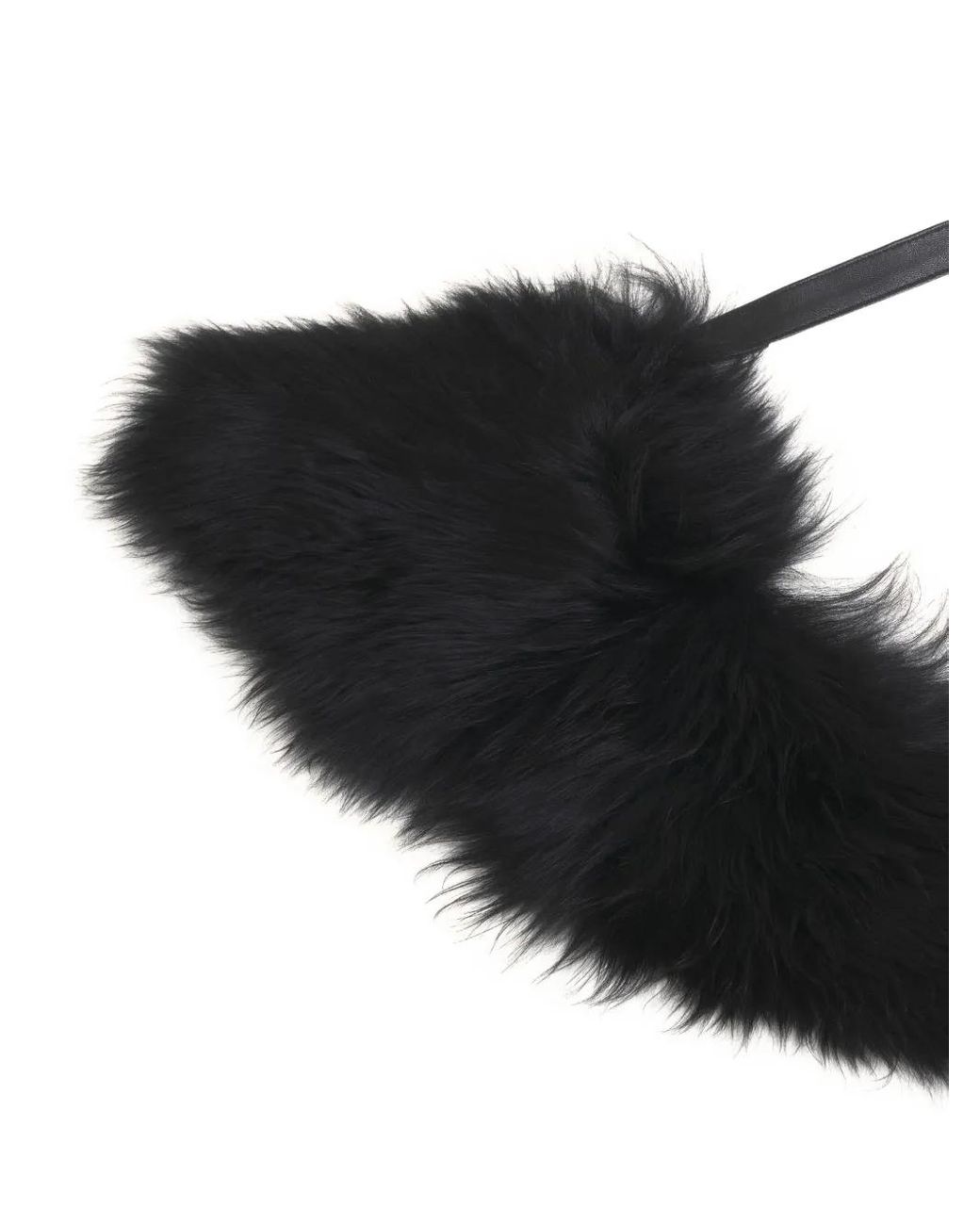 Marni Black Shearling Leather-Tie Collar