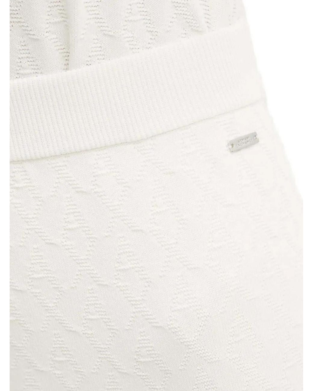 ARMANI EXCHANGE White Textured Knit Midi Fitted Skirt