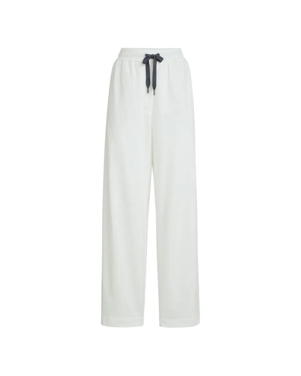 Brunello Cucinelli White Cotton Piqué Track Pants