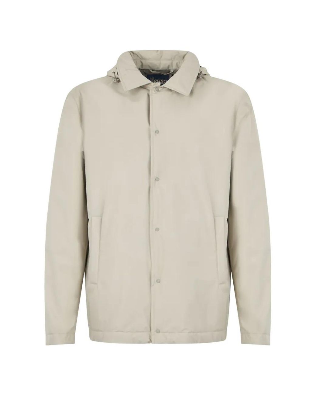 Herno White Hooded Button-Up Jacket for men