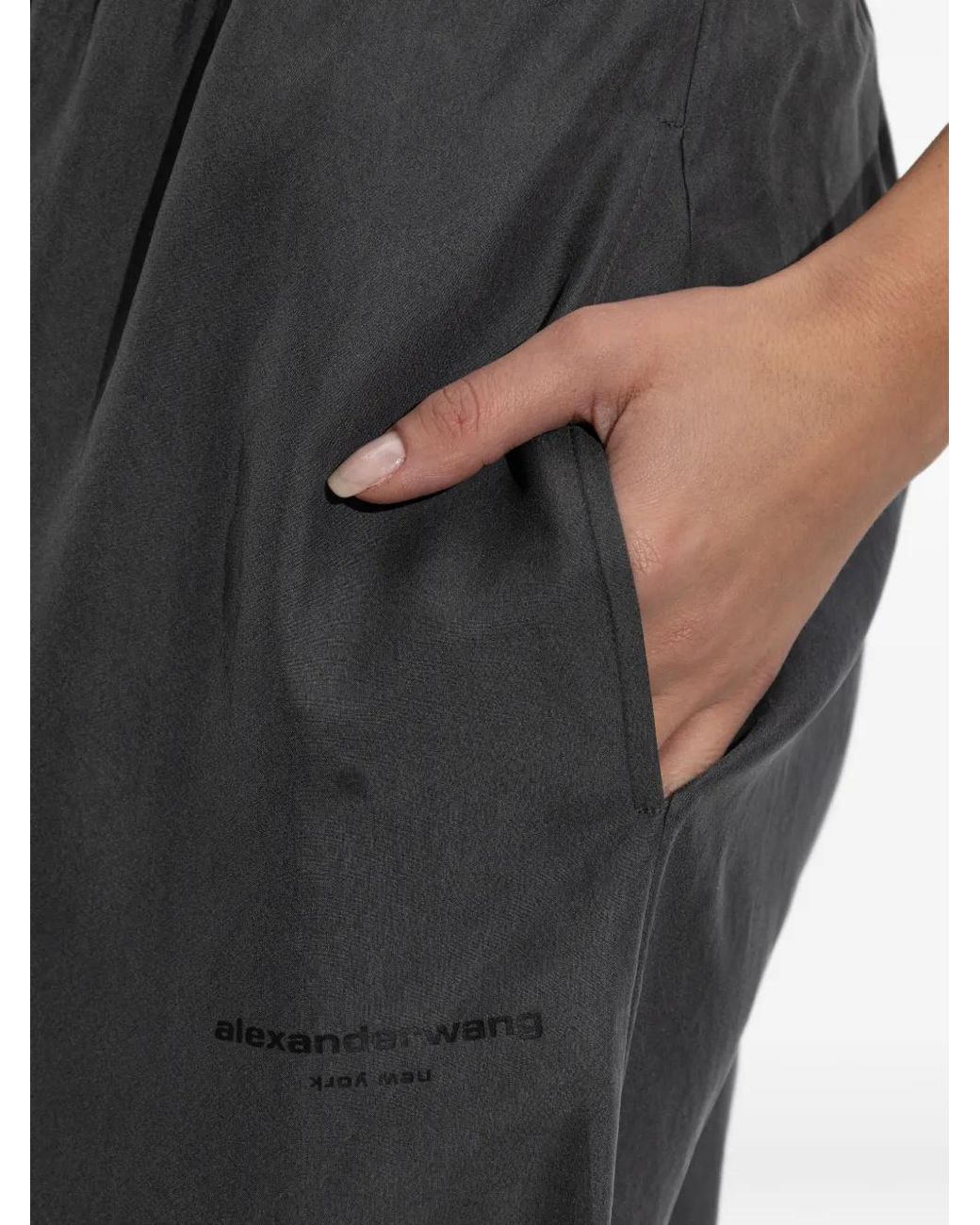 Pantalones De Chándal De Talle Medio De Seda Alexander Wang de color Black